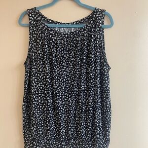 LOFT Black and White Floral Blouse